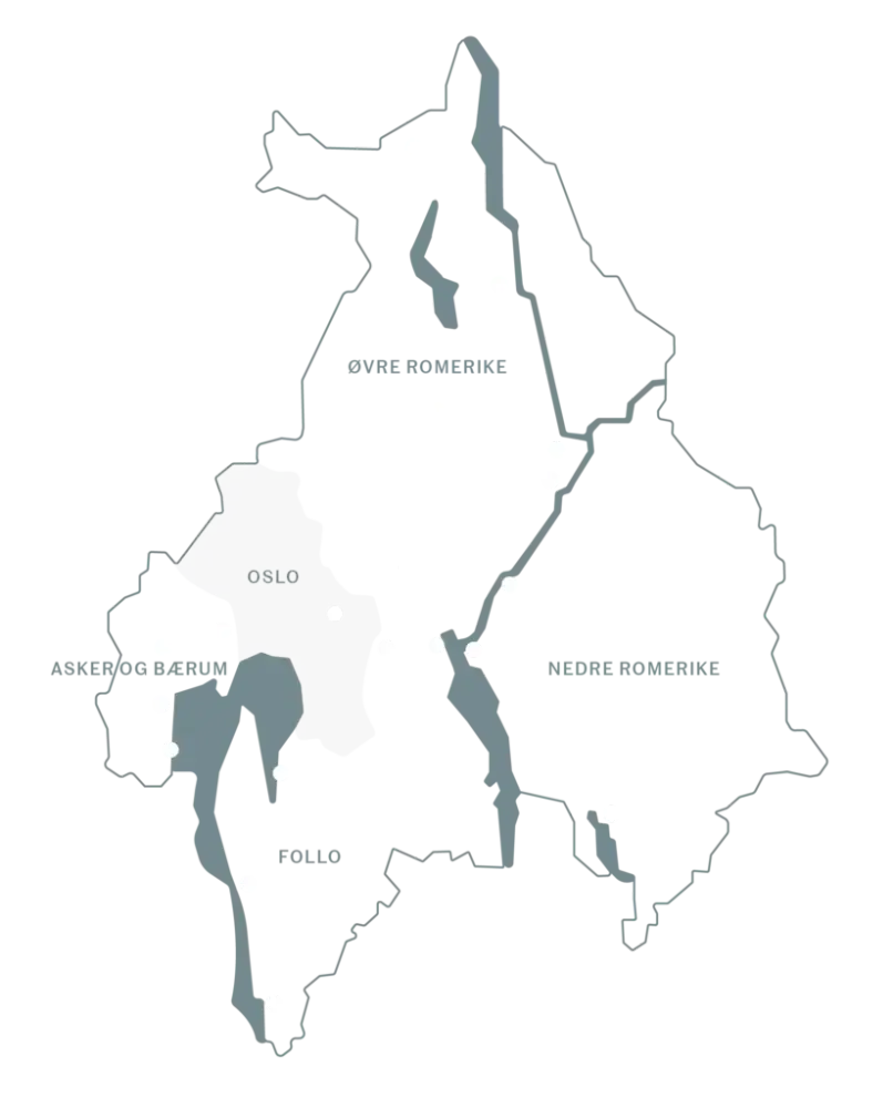 Tegnet kart over Akershus fylke