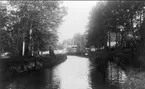 Göta kanal. Parti från Forsvik år 1898, passagerarbåt passerar i slussen. Foto: Axel Sjöberg.