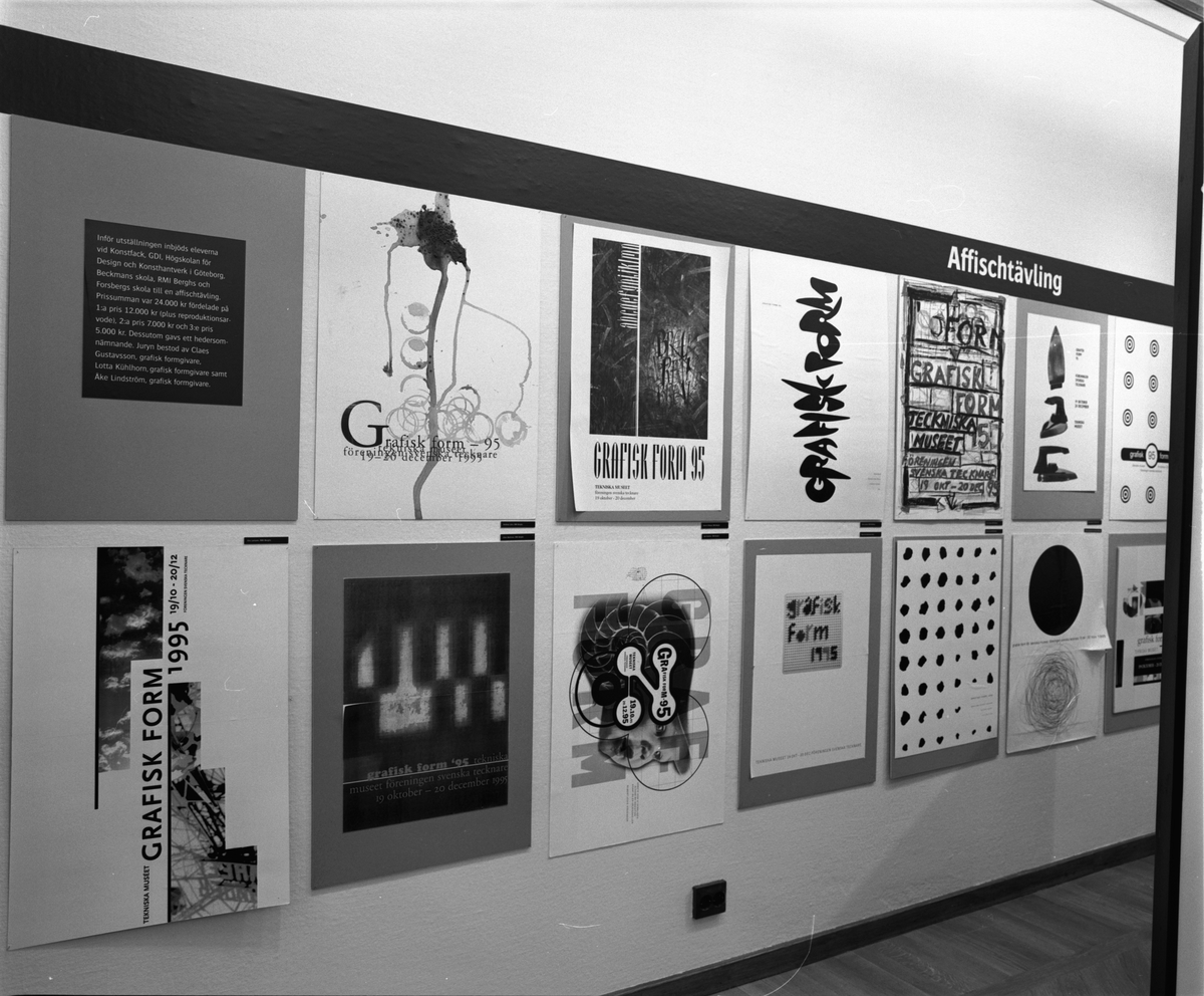 Föreningen Svenska Tecknare firar 40 årsjubileum med en utställning "Grafisk Form" på Tekniska Museet den 18 oktober 1995 - 7 januari 1996. Affischtävling.