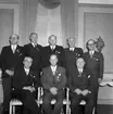 Skara Manskörs 30-årsjubileum, 1951.
Veteraner hedrade med Västergötlands sångarförbunds medalj. 
Stående från vänster Erik Mattson, Hugo Falk, Ivar Hagelin, John Green, Carl Blad. Sittande från vänster Henrik Bilke, Heribert Landin, John Holm.