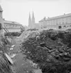 Grundgrävning, Centrumhuset, Skara 1963.