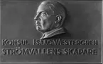 Född i Gävle 1875 död 1950. Idrotssman och idrottsledare samt grosshandlare och dansk vice konsul i Gävle. Tävlade i friidrott och innehade det inofficiella världsrekordet på 100 m med 10.8 1898 och 1899. Svensk mästare på 100 m 1899 för Gefle IF. Deltog i OS 1900 då i IFK Gävle, på 100 m och 60 m och blev utslagen i försöken. Blev även inoficiell världsrekordhållare på 4 X 100 m med IFK Gävle med tiden 46,2. Blev sedermera  idrottsledare och var bla. Svenska Ishockeyförbundets förste ordförande 1922-24. Var även medlem av Sveriges olympiska kommitté. 1920 donerade han en stor summa pengar för att säkra att den svenska truppen i OS i Antwerpen blev slagkraftig. I Gävle donerade han pengar så att Strömvallen kunde byggas. Drev också familjeföretaget Isaac Westergren & C.O Flyttade till Stockholm 1934.

Fotografi av relief.