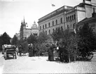 Gävle stad  Norr, Stortorget.
Lövmarknad på Stortorget (Salutorget) omkring 1915.
