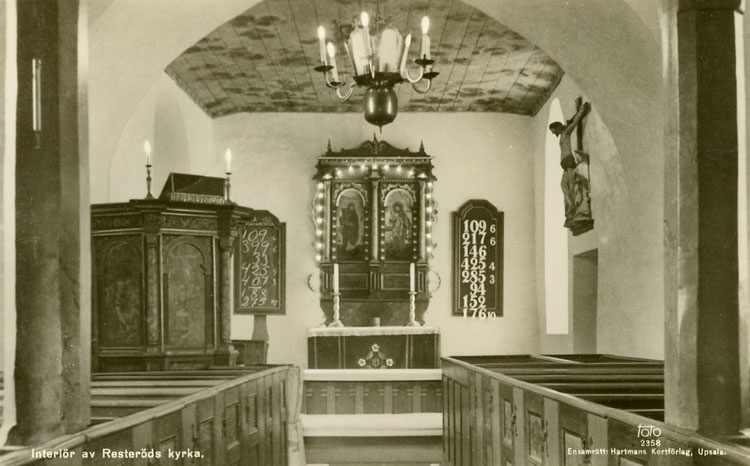 Enligt Bengt Lundins noteringar: "Interiör av Resteröds Kyrka".