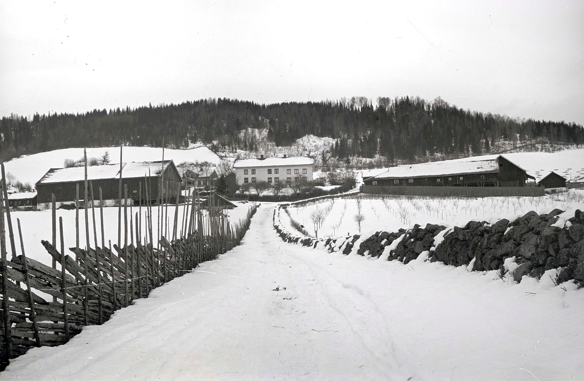 Ringsaker, Veldre, Løken østre, Løken vestre, skigard, steingjerde, gardsveg.