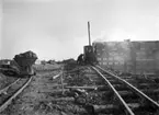 BRO. Kävlingebro. Lund, mars 1925. Lund C. Viaduktbygge till Decauvilletåg.