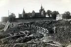 Den torrlagda Slottsfjärden i Kalmar schaktas i samband med arkeologisk utgrävning 1932-1934.