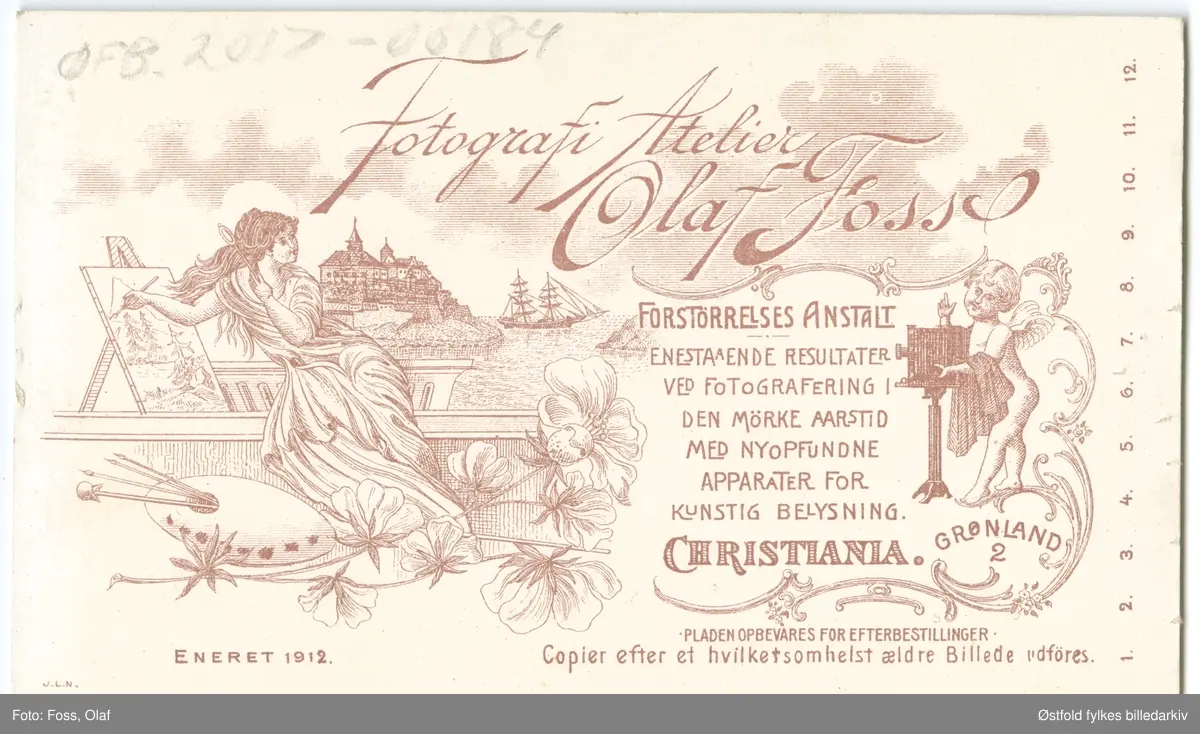 Portrett av ukjent kvinne, visittkort, 1912.