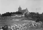 Parti av Skänninge 1913. Vy från sydost mot Vårfrukyrkan.