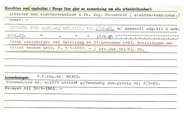 Informasjon som er samlet om Istvan i Fremmedregisteret.