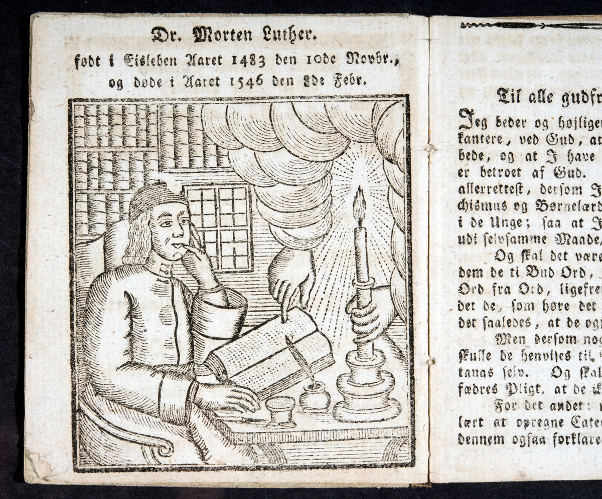 Martin Luther, katekismus ,illlustrasjon Martin Luther 1483-1546.