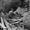 Raserat garage hos Ateljé Byqvist, Karlsborg, 1968. Neg finns.