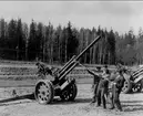 Bofors 1930-talet. 7,5 cm luftvärnskanon m/30, klar för leverans till A 9 Karlsborg. Fotot finns uppsatt i fästningssalen.