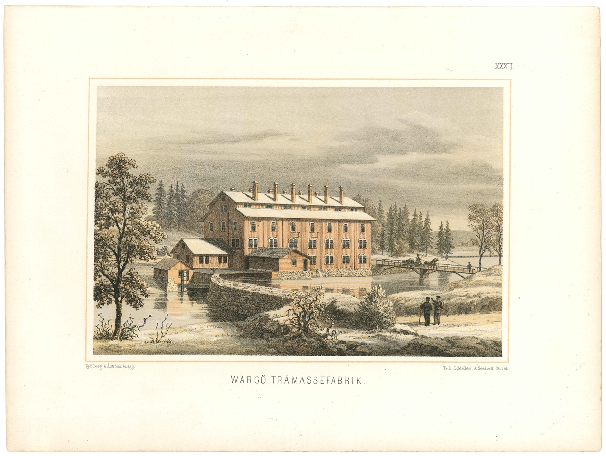Grafikblad över Vargö trämassafabrik.