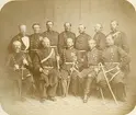 Grupporträtt av officerare från okänt kavalleriregemente, före 1878.