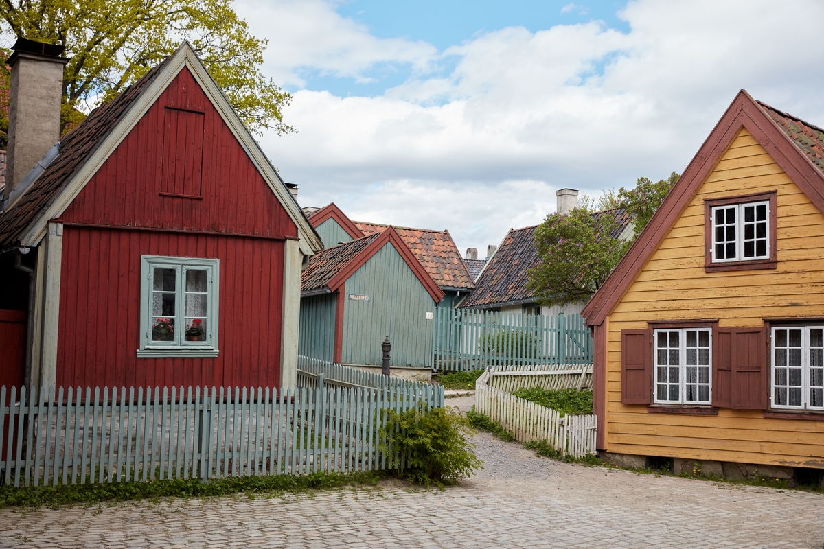 Forstadsbebyggelse i Gamlebyen på Norsk Folkemuseum.