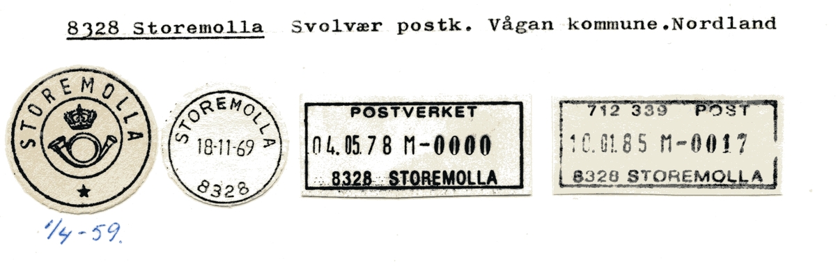 Stempelkatalog 8328 Storemolla, Vågan, Nordland