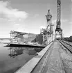 Den 8 april 1961. Gävle Varv. Exteriör av fartygsdocka.