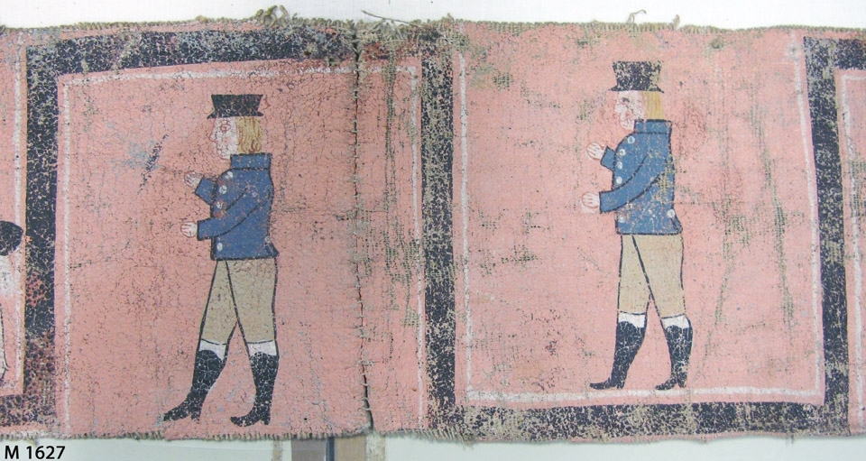Bonadsmålning av Sven Nilsson (1800-1861) från Härnäs i Blekinge, med religiösa motiv. Målad med tempera - pigment, ägg och ev. mjöl (Nyström 2012:150-151) - på lite grövre tuskaftvävt linnetyg.

Föreställande Väktaren, Christi uppståndelse, Christi korsfästelse, 
Christus bär sitt kors, Christus hudflänges, Petrus nekar, svär och gråter, 
Christus förrådes av Judas.
Inskrivet i huvudkatalogen 1892-1900.

se Eva Kjerström-Sjölin, "Trane-Sven. Bonadsmålaren Sven Nilsson i Härnäs", Blekingeboken 1971.