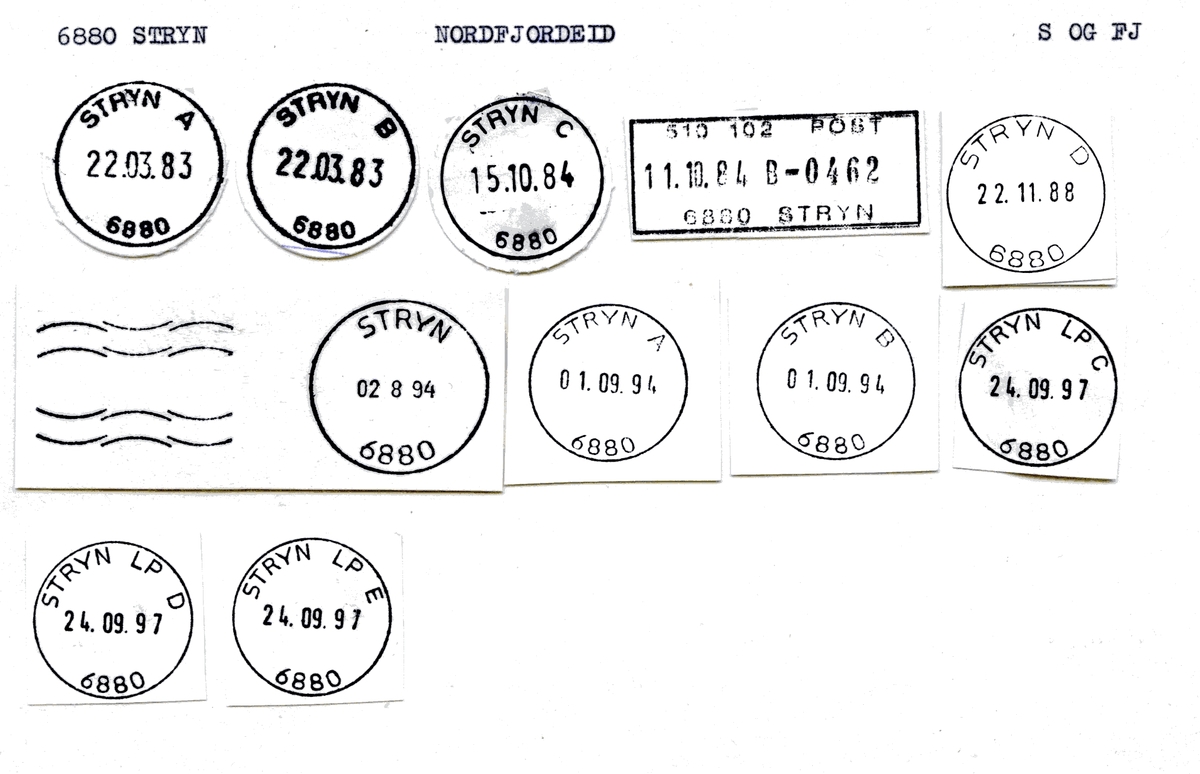 Stempelkatalog 6880 Stryn, Nordfjordeid, Sogn og Fjordane