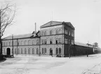 Vy av verkstadens byggnader vid AB Hässleholms Verkstäder, 1917. Före branden 1930.