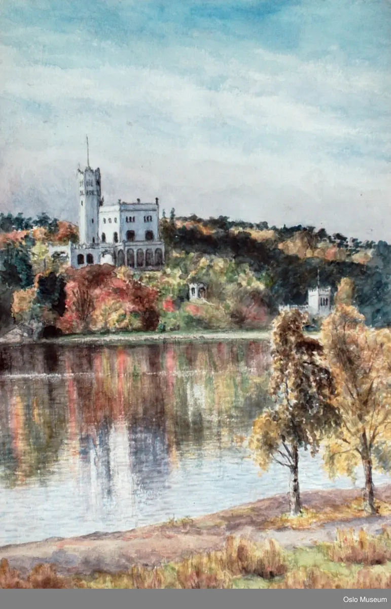 arkitektru, lystslott, høstbilde