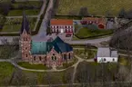 Flygfoto över Norra Solberga kyrka i Nässjö kommun.