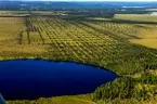 Flygfoto över Kalvasjön på Store mosse i Gnosjö, Värnamo och Vaggeryds kommun.