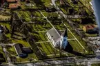 Flygfoto över Vrigstad kyrka i Sävsjö kommun.