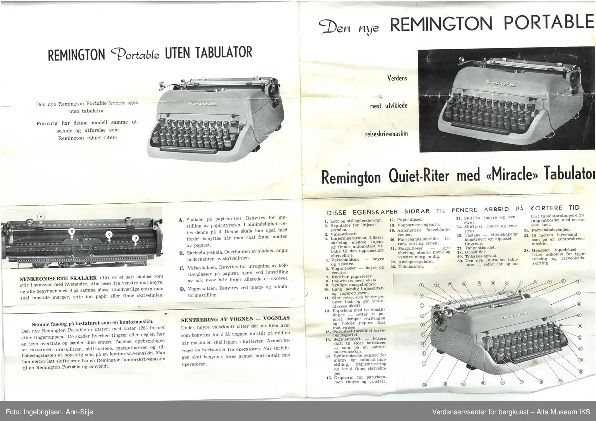 Reiseskrivemaskin i koffert. Se forøvrig bruksanvisningen.