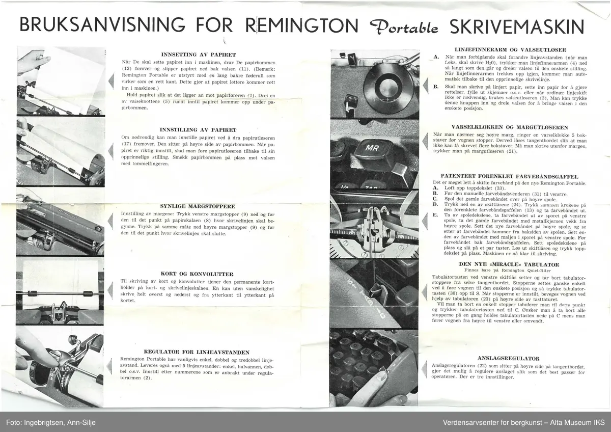 Reiseskrivemaskin i koffert. Se forøvrig bruksanvisningen.