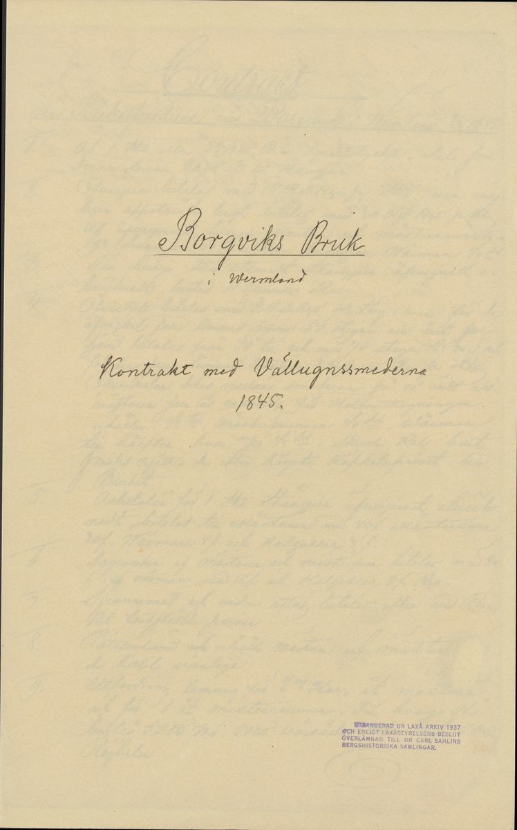 Borgviks bruks kronologi.

Ur Carl Sahlins bergshistoriska samling.