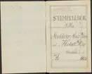 Stämpelbok vid Stockholms stora järn- och metallvåg inrättad år 1805.
Handskrift.
Ur Carl Sahlins bergshistoriska samling.