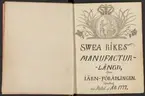 Svea rikes manufakturlängd över järnförädlingen.
Handskrift.
Ur Carl Sahlins bergshistoriska samling.
