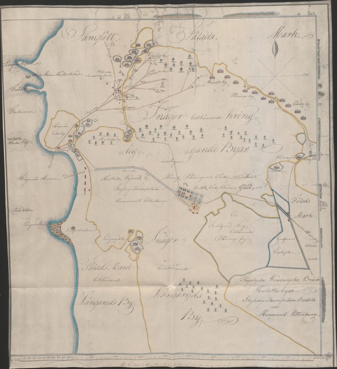Höganäs stenkolsgruvors kronologi.
Situationskarta över stenkolsgruvan i Malmöhus län, Luggudde härad, Väsby socken.
Utförd av John Stawford 1813.
Ur Carl Sahlins bergshistoriska samling.