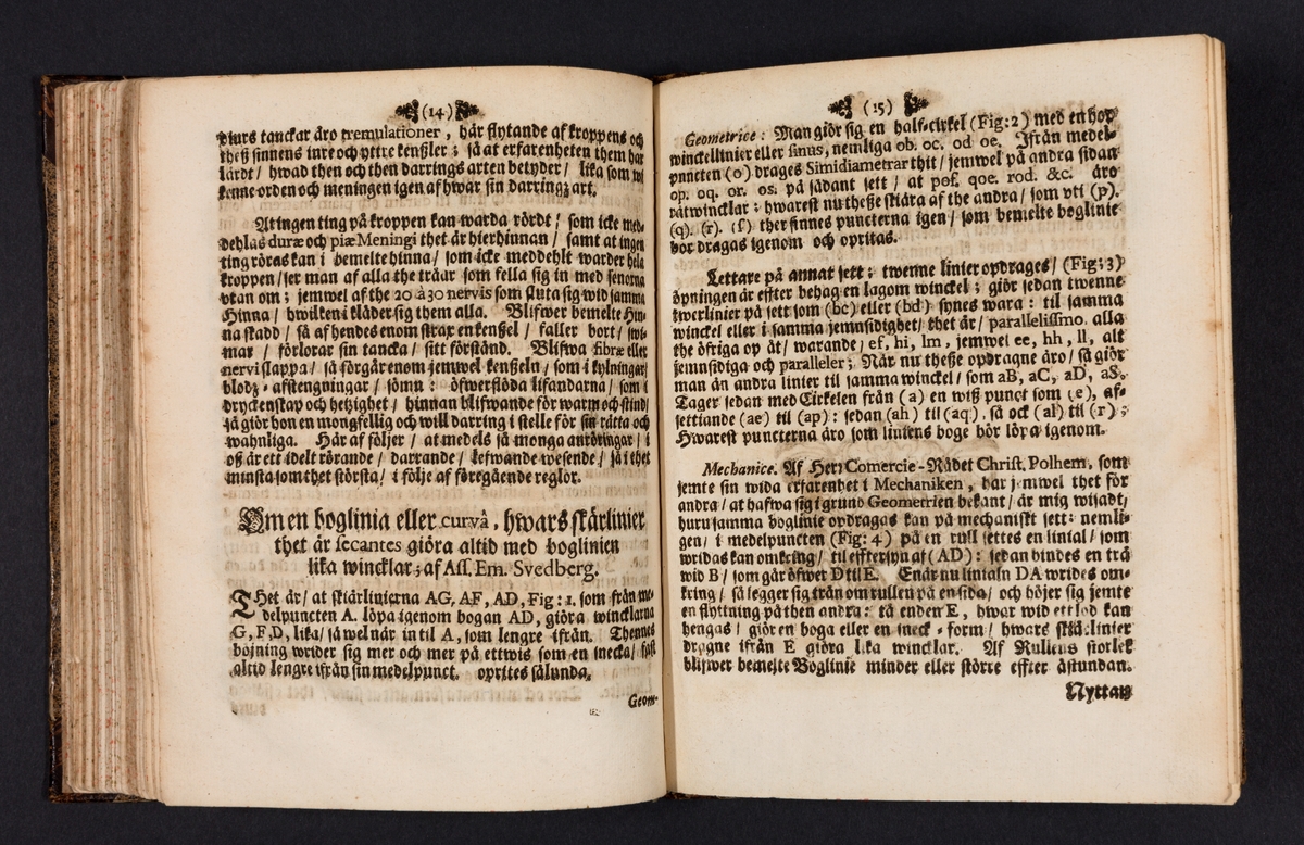 Daedalus Hyperboreus, eller några nya mathematiska och physicaliska försök.
Tidskrift, inbunden. Tryckt i Uppsala 1716-1717.
Av Emanuel Swedenborg.