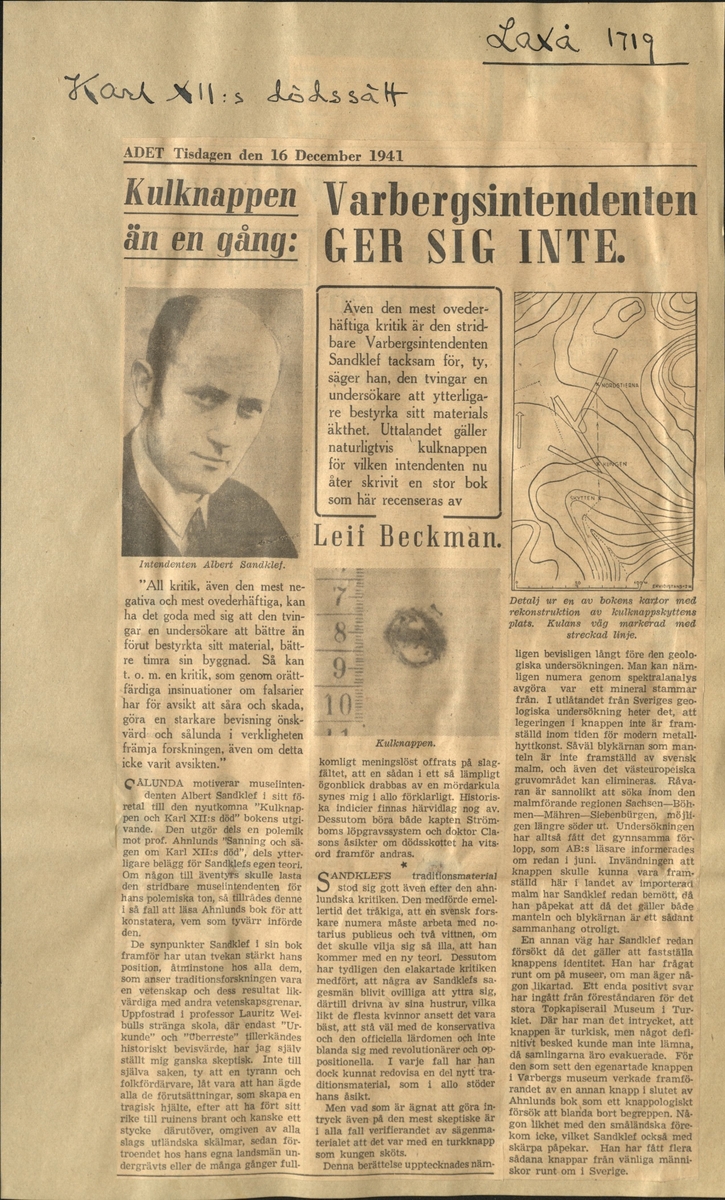 Laxåverken.
Laxå bruks kronologi.
Ur Carl Sahlins bergshistoriska samling.