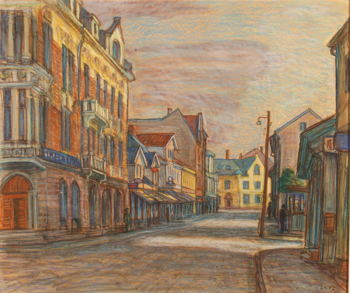 Storgaten. Kredittkassen. [Pastellkritt]