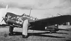 F6 Karlsborg 1944. Flygplan B17 försedd med divisionsemblemet 