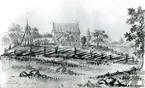 Dörby kyrka. Ur Eleonora Jul. Wiggmans skissbok, Kalmar museum.