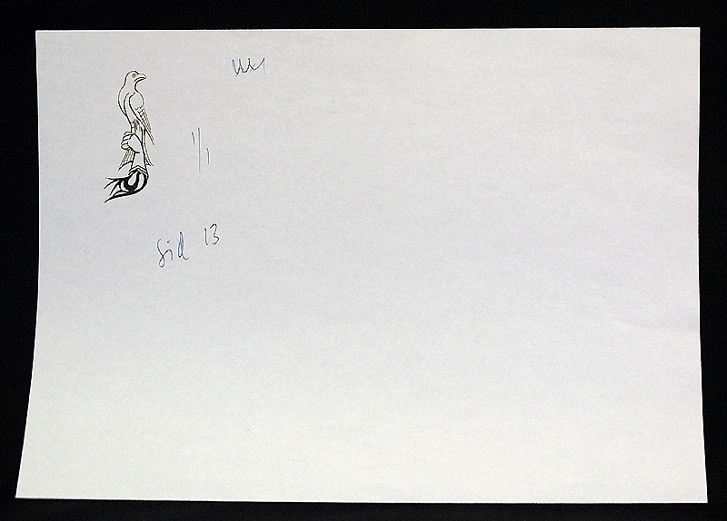 a) Tuschteckning föreställande böndernas arbete att bygga fästningen. 
b) Tuschteckning föreställande en flöjt. c) Teckning (fotostatskopia?) av Marcus Meyers övertagning av fästningen. d) Teckning (fotostatskopia?) av Varbergs fästning som bok. e) Teckning (fotostatskopia?) föreställande en arm hållandes en rovfågel. f) Fotostatskopia av murtegel.