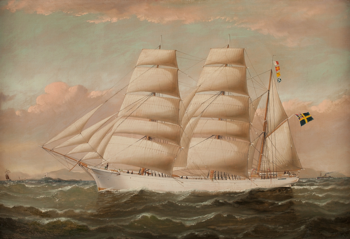 Marinmåleri, fartygsporträtt, olja på duk.