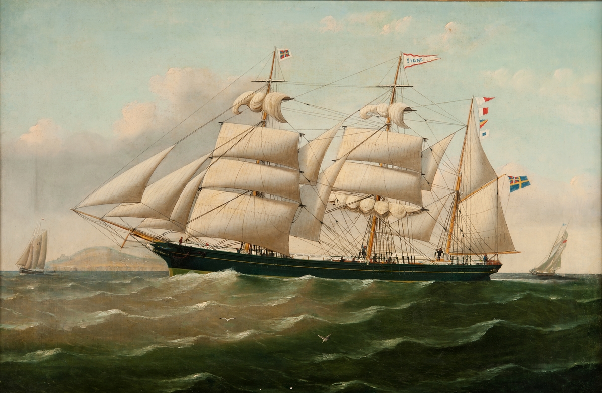Marinmåleri, fartygsporträtt, olja på duk.