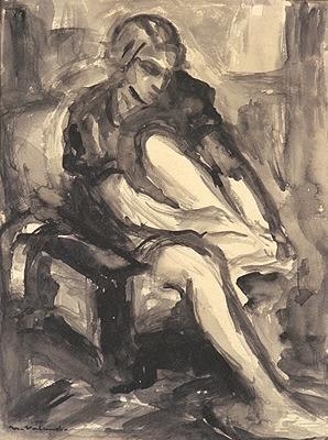 Kvinne vasker seg [Lavering]