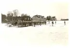 Fjällmarsch, 1940-tal, skidanläggning med trupp uppställd för avlämning