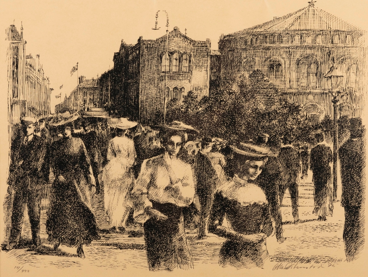 Stortingsbygningen [Litografi] -Stortingets kunstsamling / DigitaltMuseum