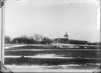 Reprofotografi - landskapsvy med Bälinge kyrka, Bälinge, Uppland