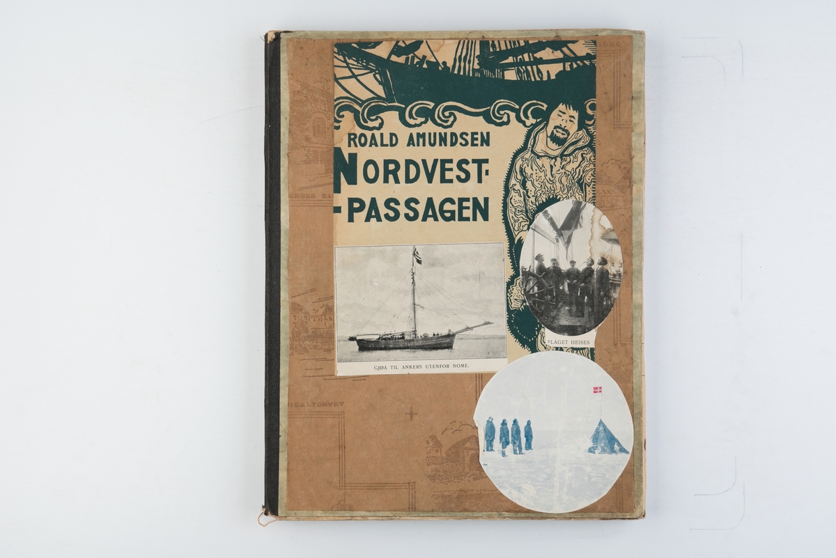 Utklippsbok med illustrasjoner fra Roald Amundsens Nordvest-Passagen