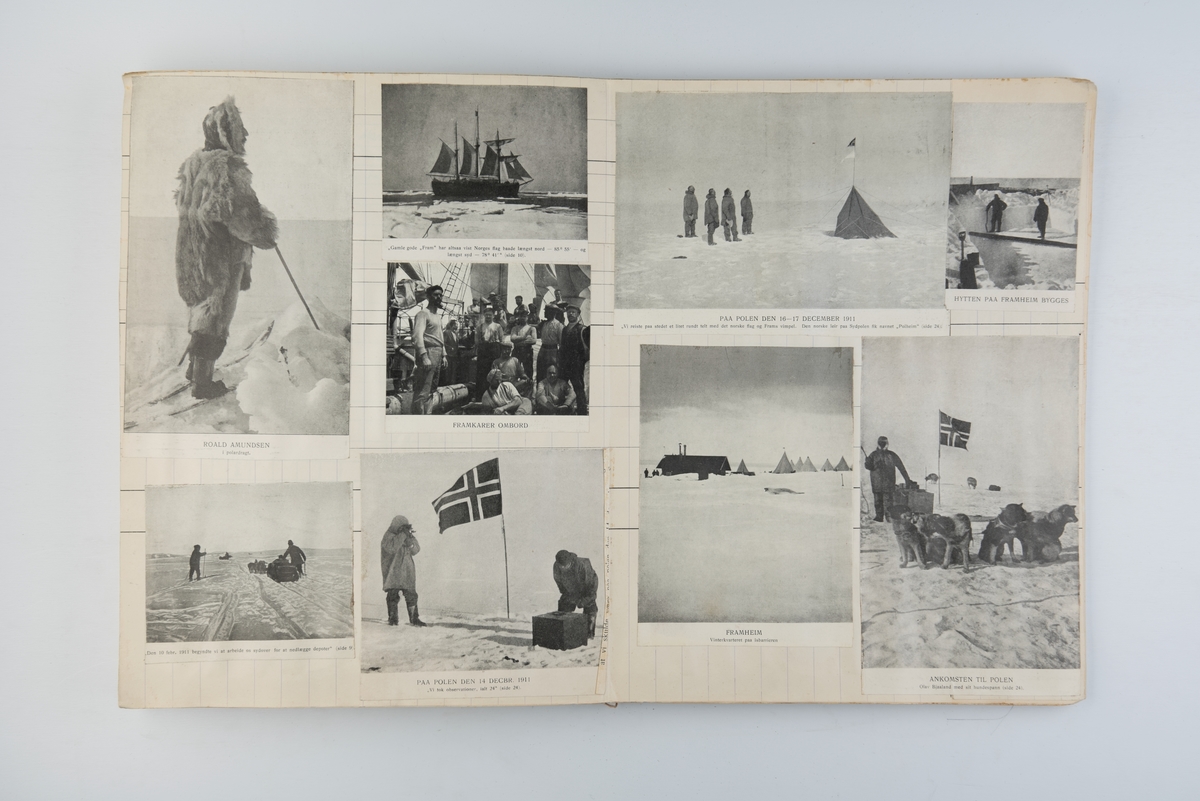 Utklippsbok med illustrasjoner fra Roald Amundsens Nordvest-Passagen