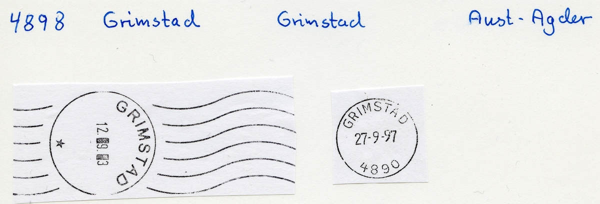 Stempelkatalog 4890 Grimstad, Aust-Agder
